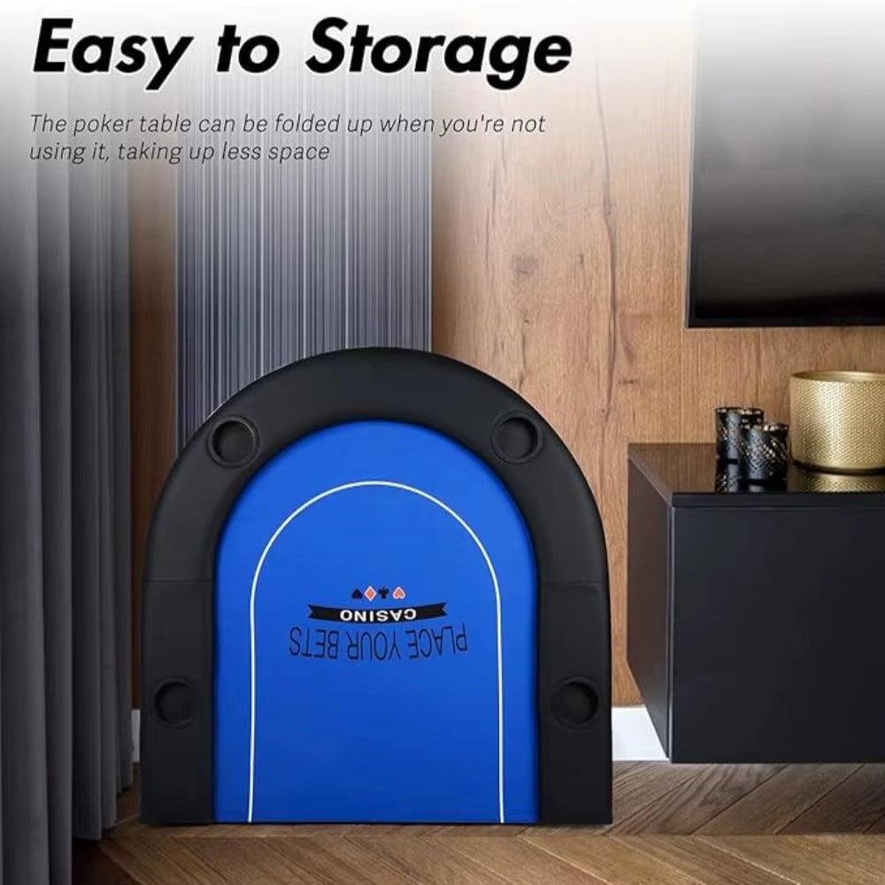 Poker Table for 10 Player, 84”Texas Hold’Em Foldable Poker Table with Stainless Steel Cup Holders and Padded Rails, Casino Leisu