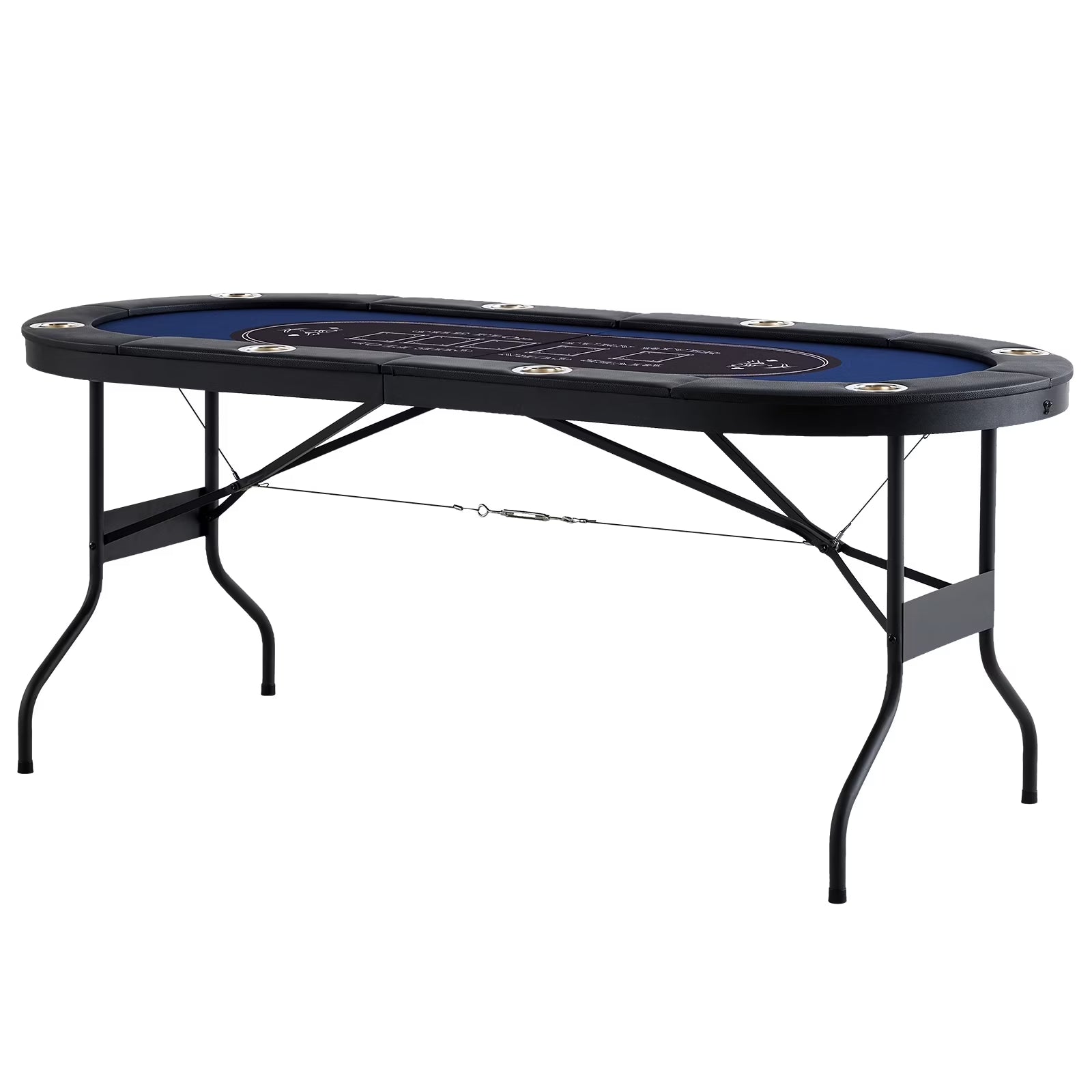 Foldable, Oval 8 Player Poker Table, Green