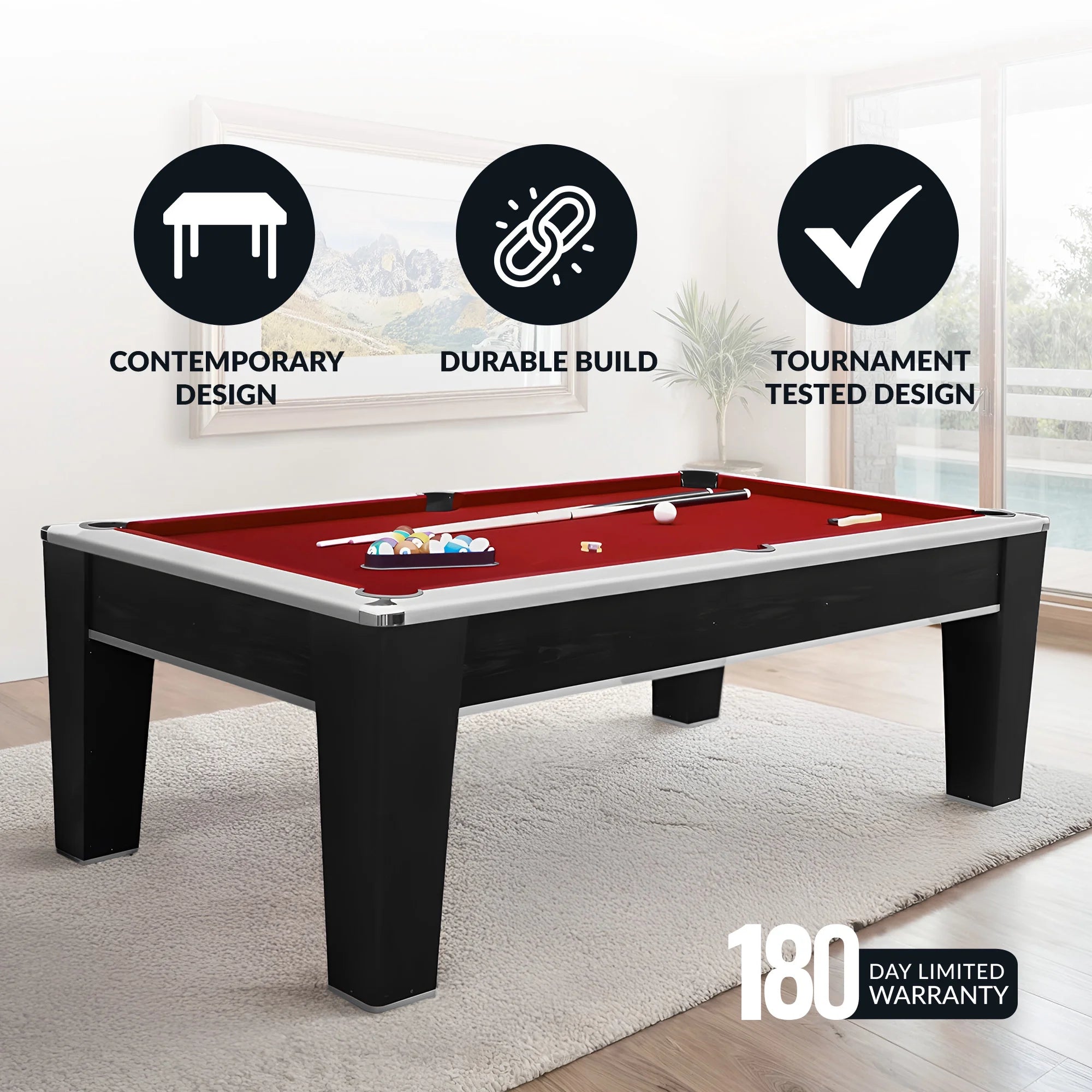 Mirage 7.5 Ft. Pool Table - Black