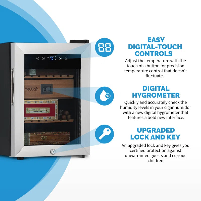 Electric Cigar Humidor Wineador, Thermoelectric with Precision Digital Temperature Controls