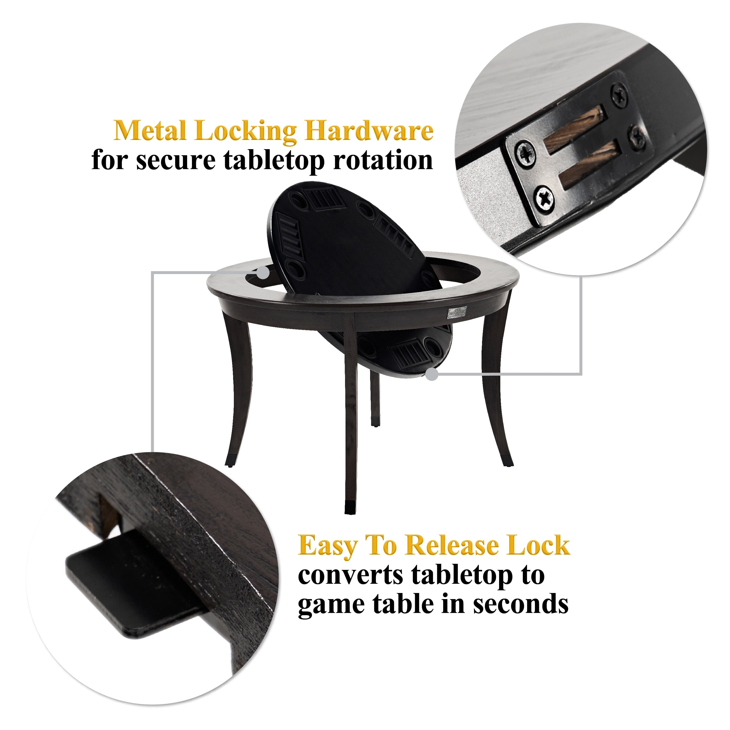 48-In Poker Table 2-In-1 Onyx Flip-Top Dining Table for 6 Players by  Company