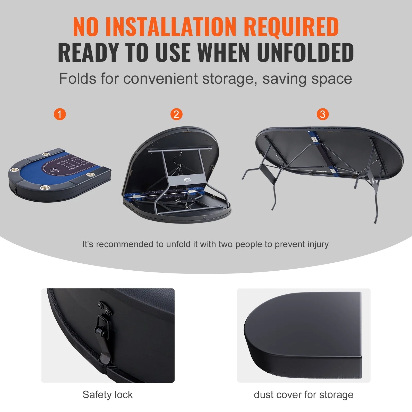 Foldable, Oval 8 Player Poker Table, Green