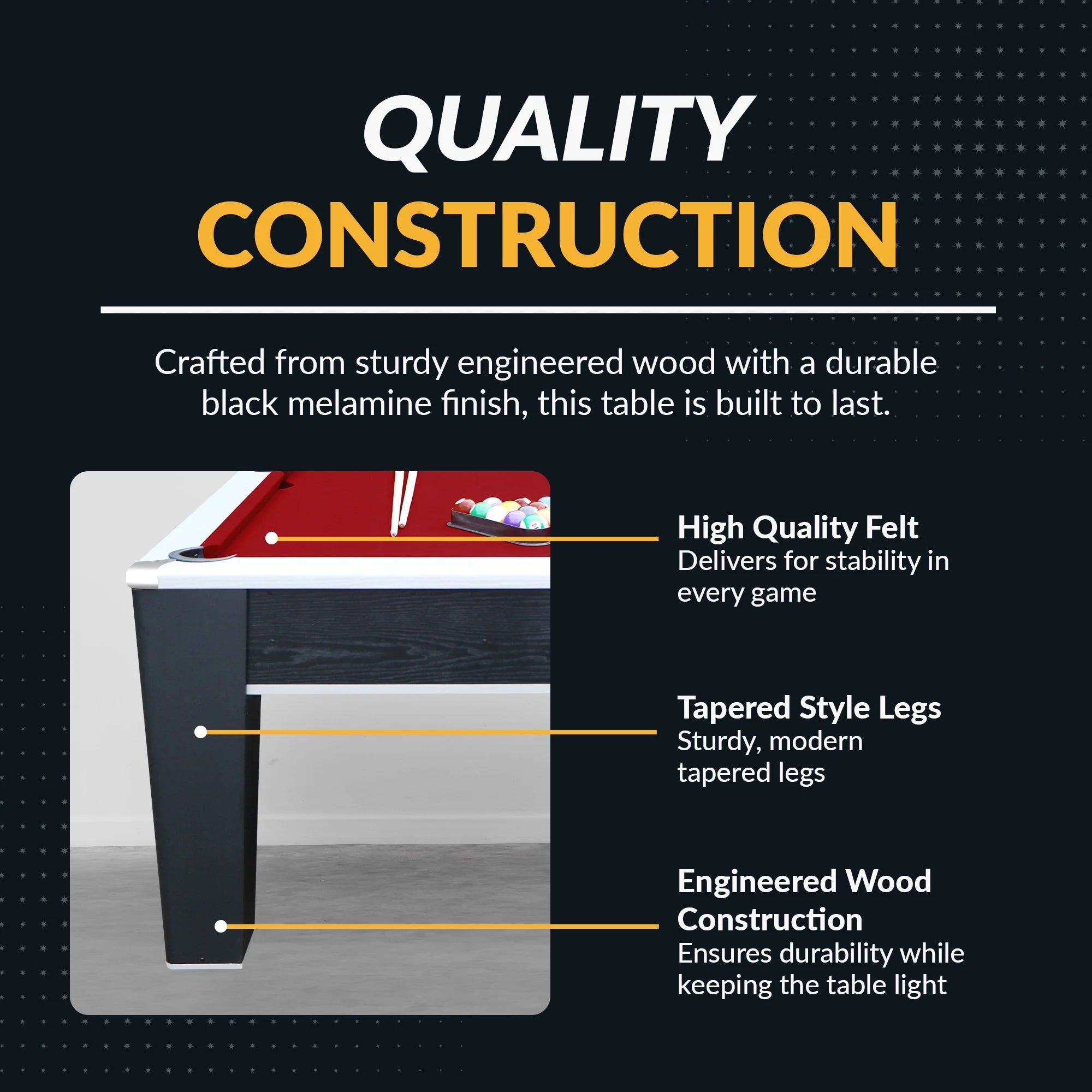 Mirage 7.5 Ft. Pool Table - Black